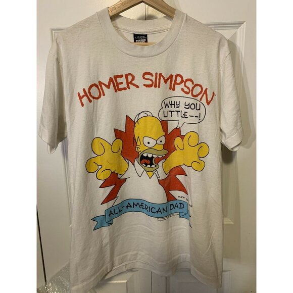 VTG 90s Homer Simpson‎ T Shirt  Why You Little __! All American Dad Screen Stars - Picture 6 of 9